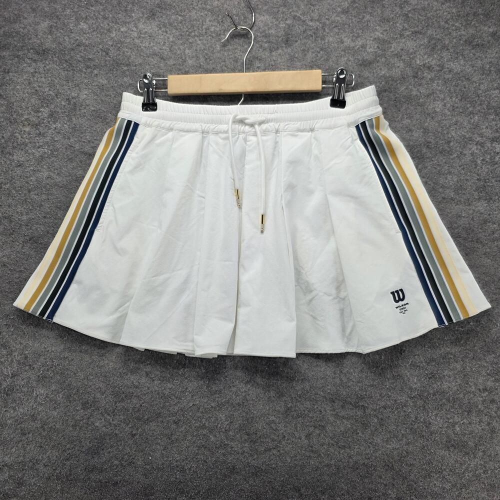 Wilson Skirt Womens L White Short Pleated Elastic Waist Pockets Drawstring